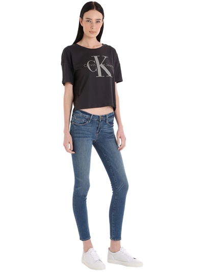 CALVIN KLEIN JEANS EST.1978 TRUE ICON CROPPED COTTON JERSEY T-SHIRT