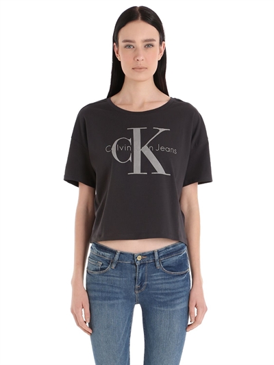 CALVIN KLEIN JEANS EST.1978 TRUE ICON CROPPED COTTON JERSEY T-SHIRT