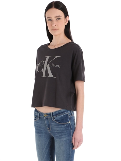 CALVIN KLEIN JEANS EST.1978 TRUE ICON CROPPED COTTON JERSEY T-SHIRT