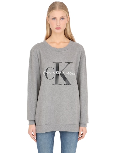 Calvin Klein Jeans Est.1978 True Icon Terrycloth Cotton Sweatshirt In Grey