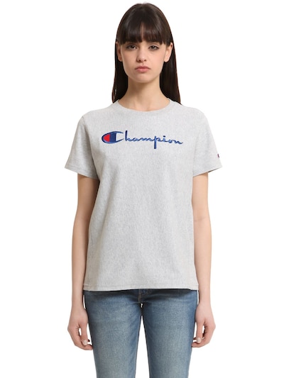 Champion Oversize Cotton Jersey T-shirt In Grey