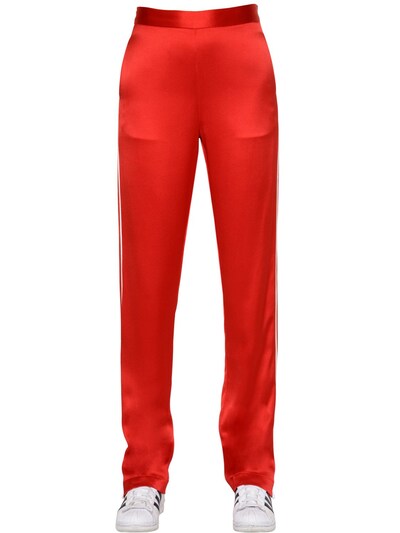 Breelayne Silk Satin Track Pants In Red