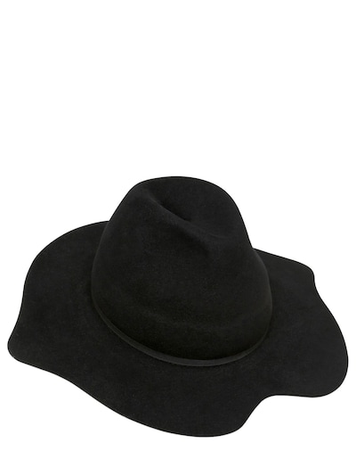 Ilariusss Lapin Felt Hat W/ Mouth Brim In Black
