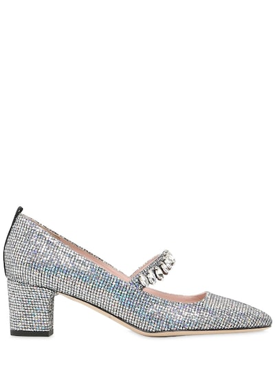 SJP BY SARAH JESSICA PARKER 50MM DAZZLE GLITTERED MARY JANE PUMPS, SILVER,65IW8T006-U0lMTUE1