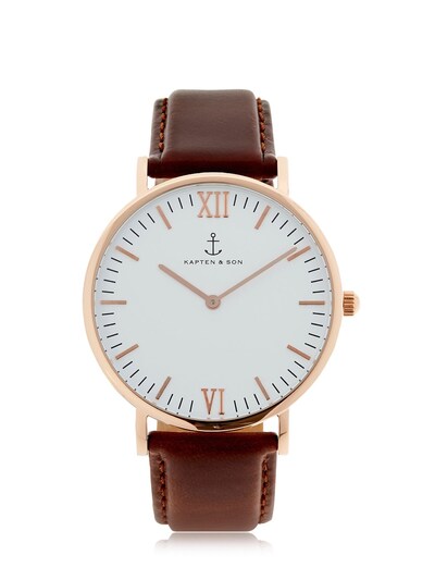 Kapten & Son 40mm Leather Watch In Gold