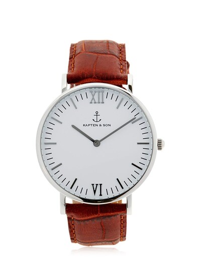 Kapten & Son 40mm Embossed Leather Watch In Silver