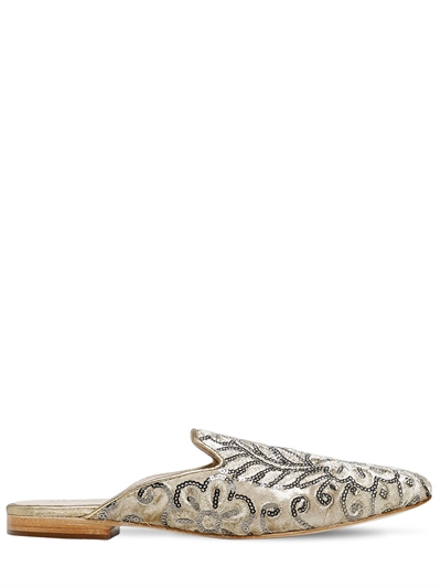 QUEEN BEE 10MM SEQUINED VELVET MULES