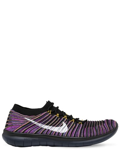 Nike Lab Free Rn Motion Flyknit Sneakers In Black,purple