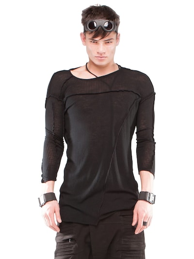 Demobaza Resonance Ribbed Wool Jersey T-shirt In Black
