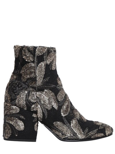 Strategia 70mm Sequined Ankle Boots In Black/silver