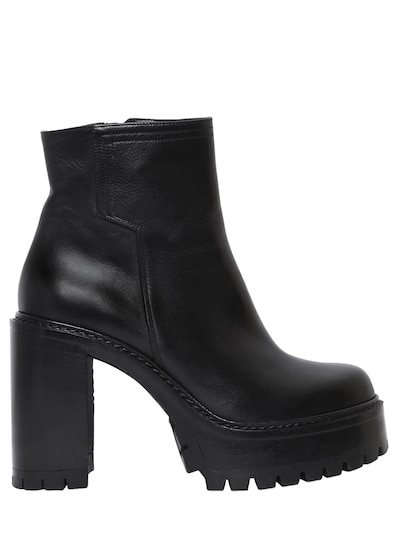 Strategia 90mm Platform Leather Ankle Boots In Black