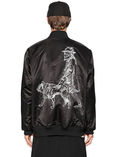 Yohji Yamamoto New Era Printed Nylon Bomber Jacket In Black | ModeSens