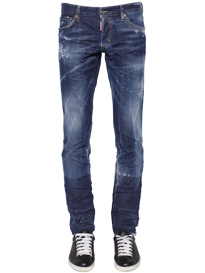Dsquared2 17.5cm Slim Stretch Cotton Denim Jeans In Blue