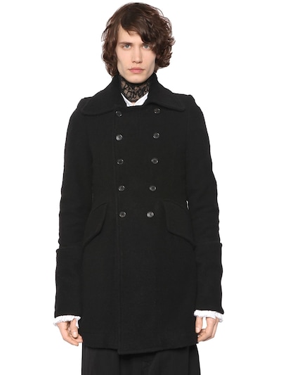 ANN DEMEULEMEESTER DOUBLE BREASTED WOOL BOUCLE COAT,66I05C001-MDk50