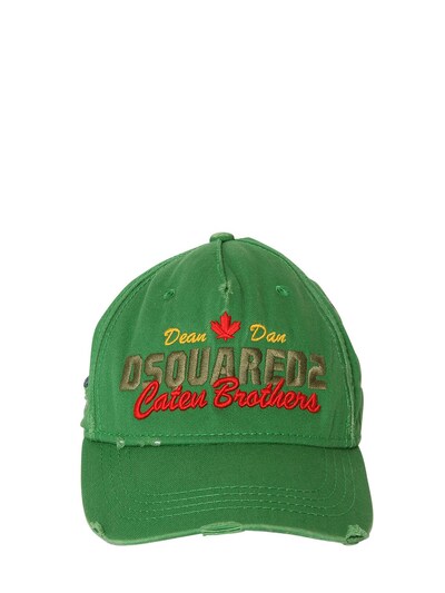 DSQUARED2 EMBROIDERED COTTON CANVAS BASEBALL HAT,66I06X004-MjEyNA2
