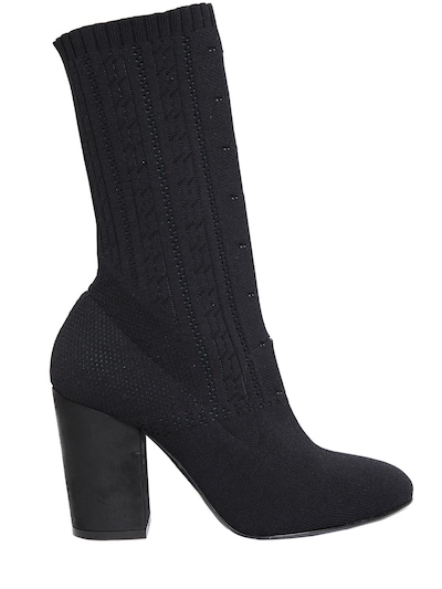 Elena Iachi 90mm Stretch Knit Sock Ankle Boots In Black