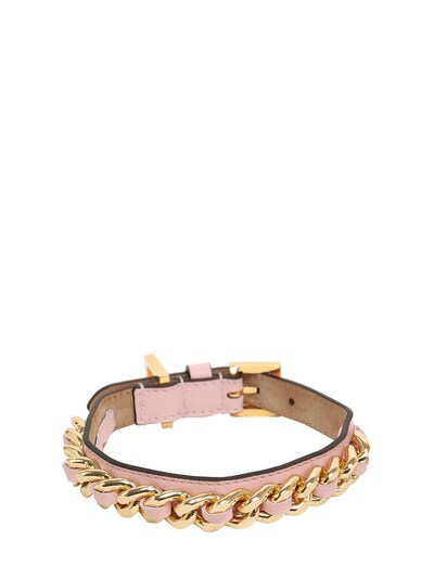 Frida Firenze Chain & Leather Dog Collar In Light Pink