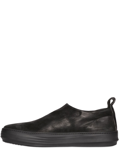 THE LAST CONSPIRACY WAXED LEATHER SLIP-ON SNEAKERS