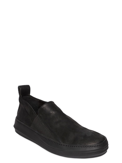 THE LAST CONSPIRACY WAXED LEATHER SLIP-ON SNEAKERS