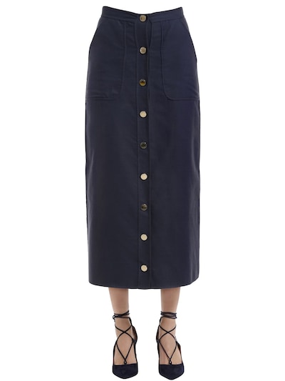 Larusmiani Midi Skirt With Front Buttons In Blue
