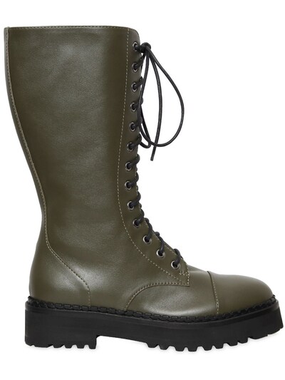 MOSCHINO 40MM LEATHER COMBAT BOOTS,66I0LT003-ODVB0