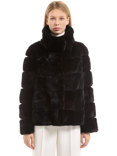 Yves Salomon Rex Rabbit Fur Jacket, Black