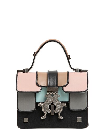 Giancarlo Petriglia Mini P-bag Multicolor Leather Bag In Black/pink/blue