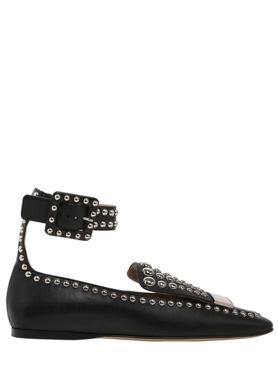 Sergio Rossi 10mm Metal Plaque Studded Leather Flats In Black | ModeSens
