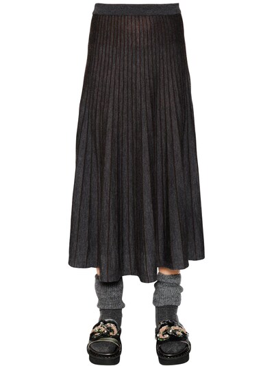 Antonio Marras Pleated Virgin Wool Midi Skirt, Lightblack In Light Black