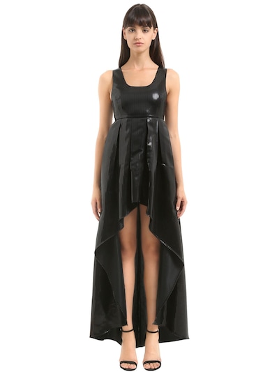 Cc By Camilla Cappelli Asymmetric Striped Lamé Dress In Black