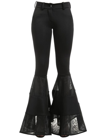 Cc By Camilla Cappelli Flared Neoprene & Crinoline Trousers In Black