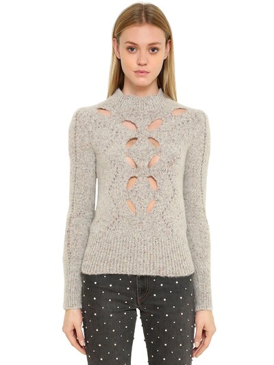 Isabel Marant Cutouts Alpaca Blend Knit Sweater In Light Grey
