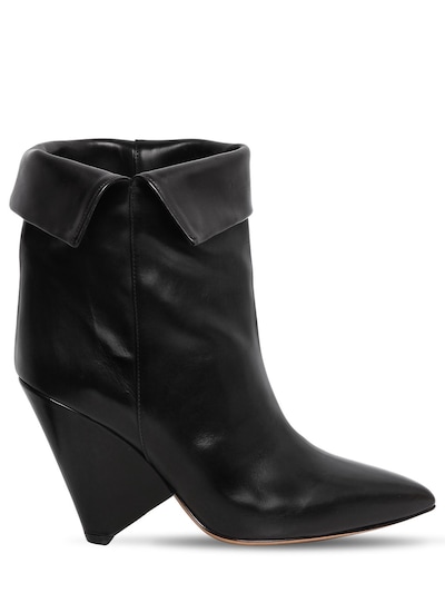 ISABEL MARANT 90MM LULIANA LEATHER ANKLE BOOTS, BLACK,66I1K7003-MDFCSw2