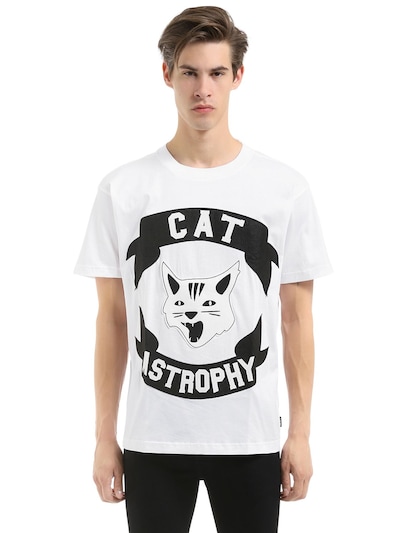 DIESEL CAT ASTROPHY PATCHES JERSEY T-SHIRT, WHITE