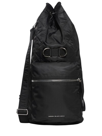 Diesel Nylon Duffle Backpack In Black