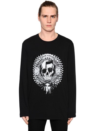 Just Cavalli Printed Cotton Jersey T-shirt In Black | ModeSens