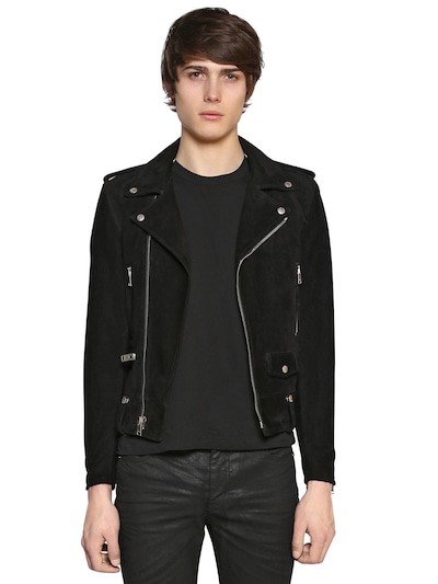 Saint Laurent L01 Suede Biker Jacket In Black | ModeSens