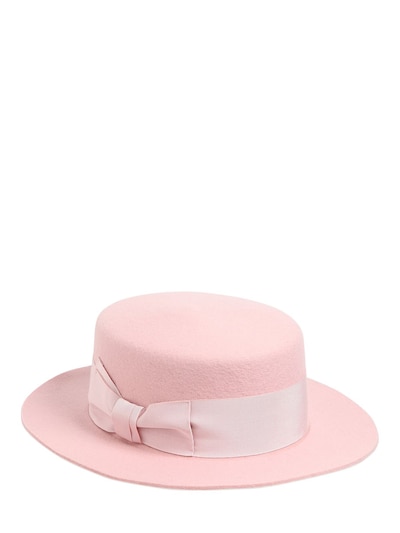 Federica Moretti Boater Wool Felt Hat In Pink