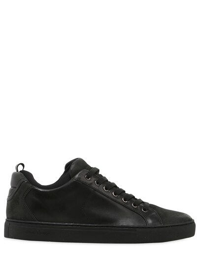 Crime Leather & Neoprene Sneakers In Black
