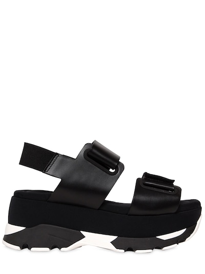 Marni 80mm Laser Cut Leather Sandals In Black | ModeSens