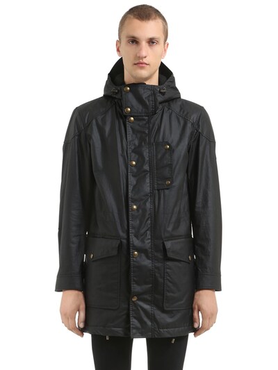 Belstaff Kentchurch Waxed Cotton Parka In Black