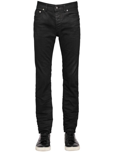 Diesel 16cm Waxed Skinny Stretch Denim Jeans In Black