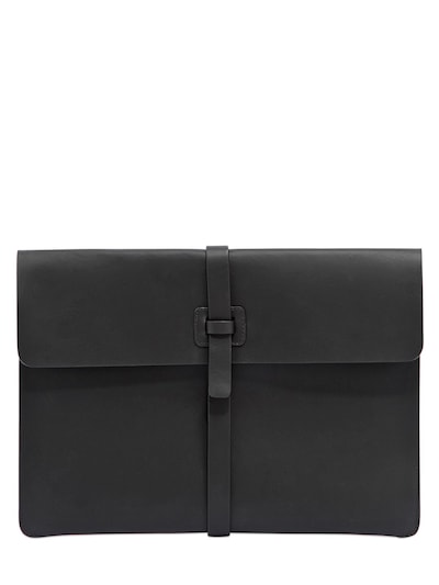 Bonastre Large Leather Pouch W/ Strap In Black