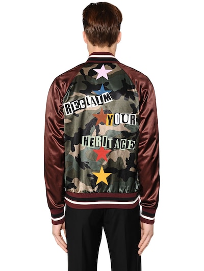 Valentino Souvenir Jacket With Jamie Reid Quote Patches In Camou Army ...