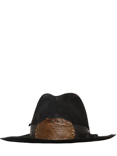 Move Lapin Felt Hat W/ Patchwork Hatband In Black