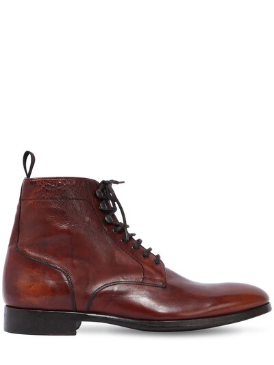 Rolando Sturlini Washed Leather Boots In Brown