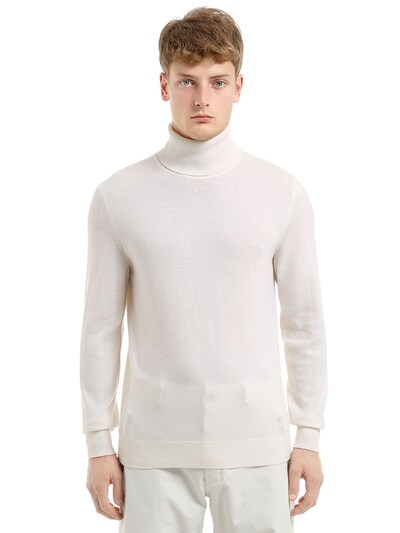 Z Zegna Wool & Cashmere Knit Turtleneck Sweater In White