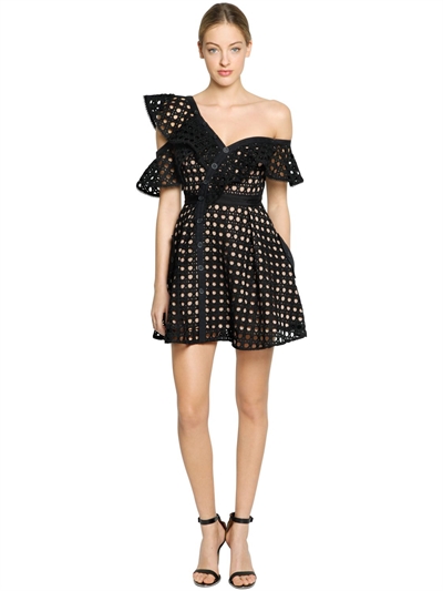 self portrait lace frill mini dress