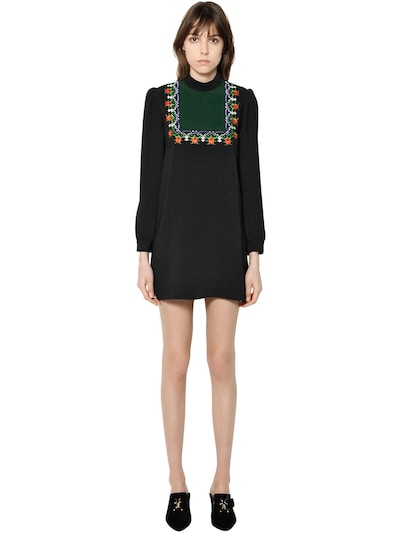 Vivetta Cady Dress With Embroidered Plastron In Black