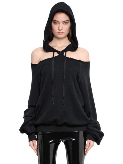 Ben Taverniti Unravel Project Cutout Cotton & Cashmere Sweatshirt, Black In Black